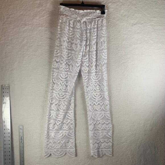 Miken Junior's Scalloped Hem Solid Crochet White Swim Cover Up Pants Size XS NWT - Picture 14 of 16